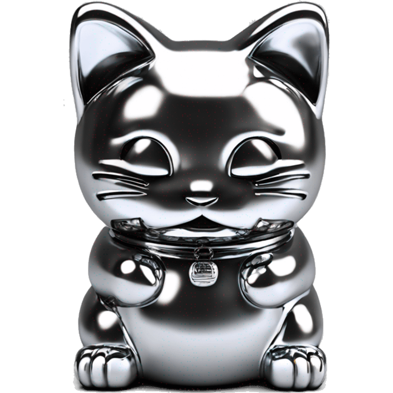 Full chrome plated solid color uncluttered maneki neko 3d emoji