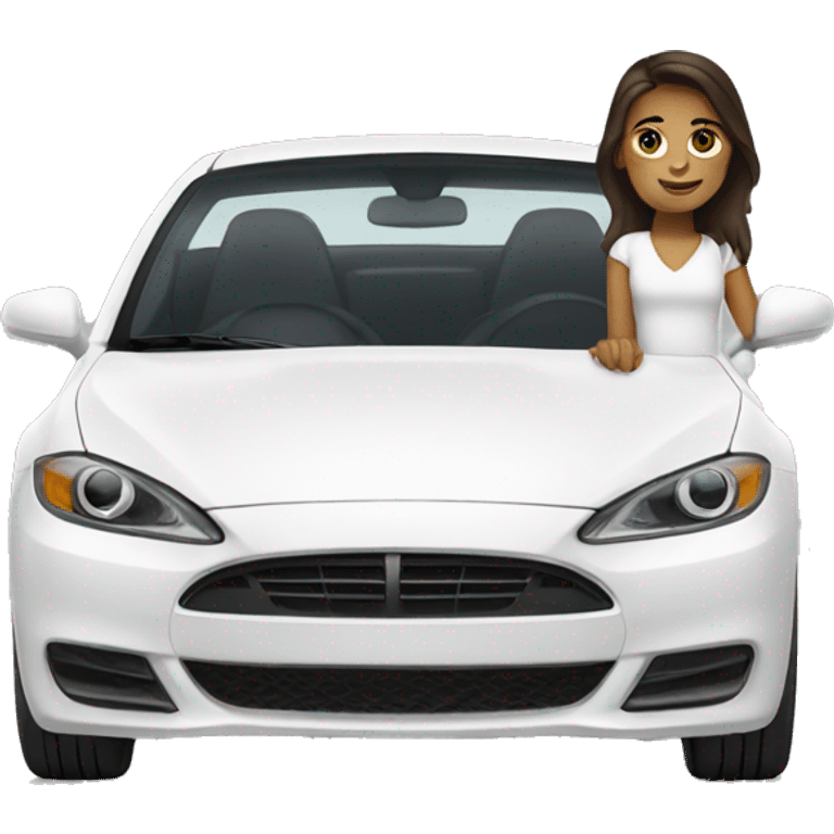 Brunette girl in white car emoji