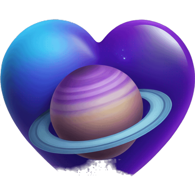 heart shape purple and blue saturn emoji