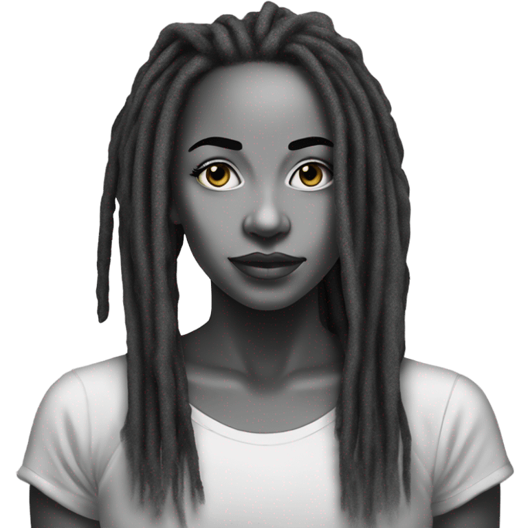 black and white linear Outline dreadlocks beauty portrait emoji