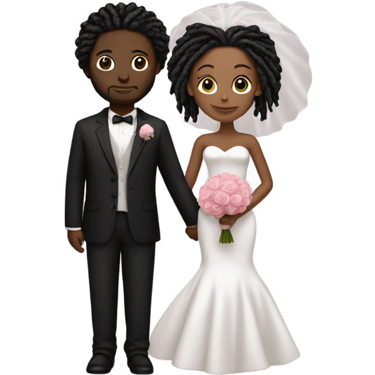 Pink wedding black couple with locs emoji