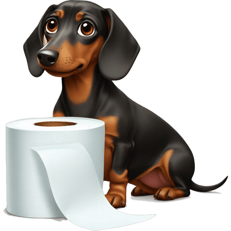 dachshund with toilet paper  emoji