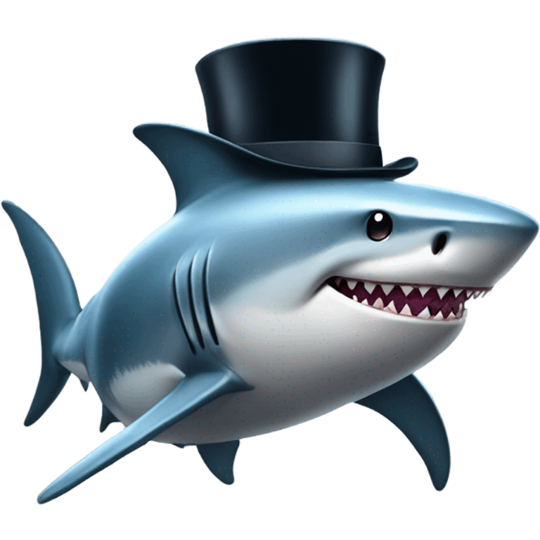 Shark with a top hat emoji