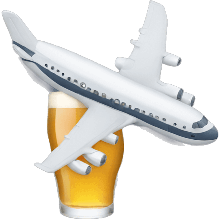 Plane drinking beer emoji