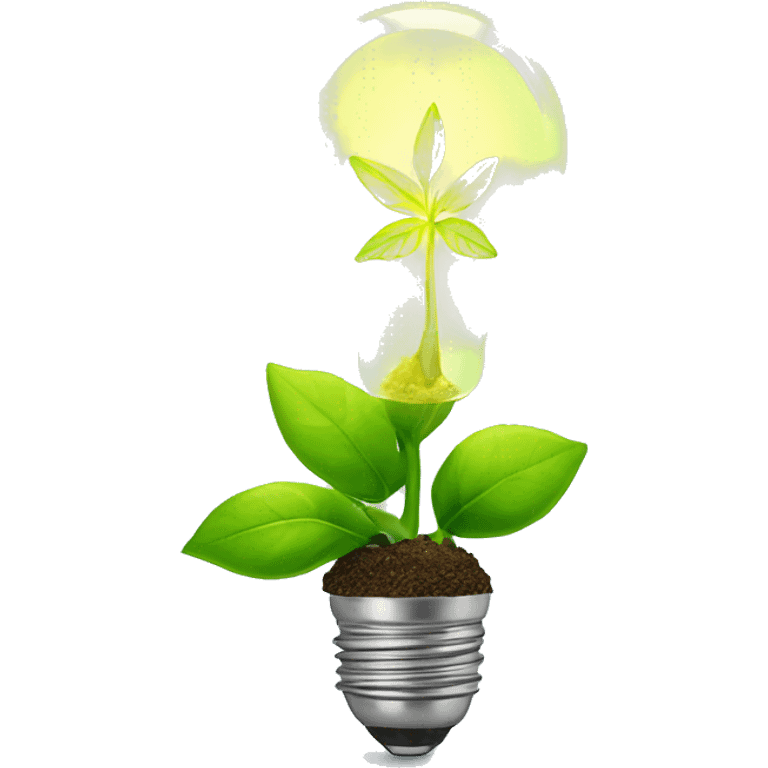 a plant sprout inside a glowing idea lightbulb emoji