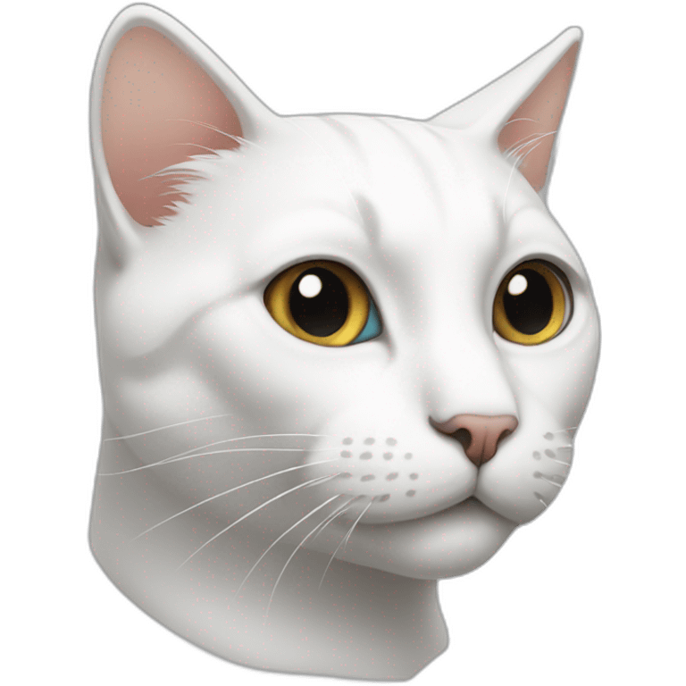 White cat with black portion on head emoji