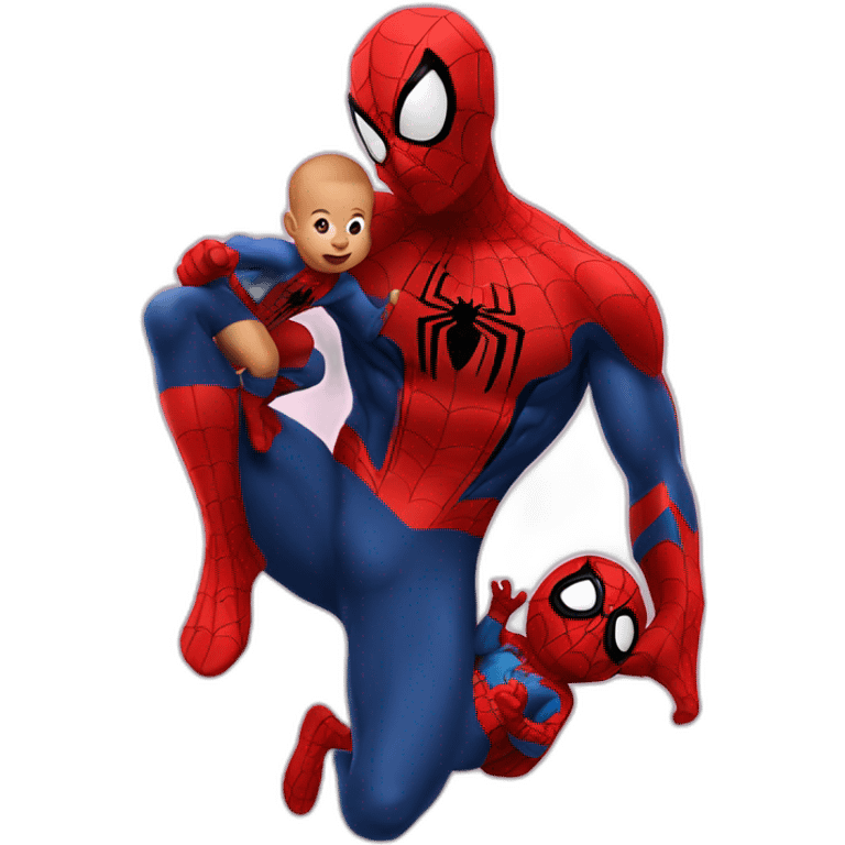 Spiderman with baby emoji