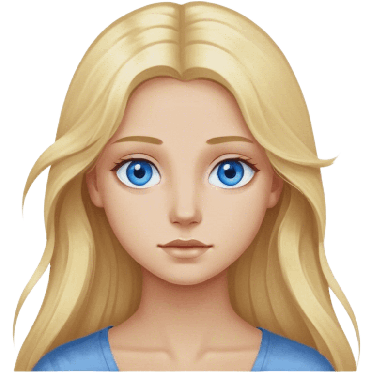  realistic blonde with long hair, blue eyes paints on canvas emoji