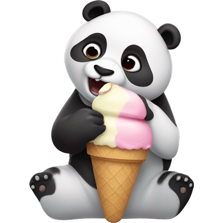 Panda eating ice cream emoji