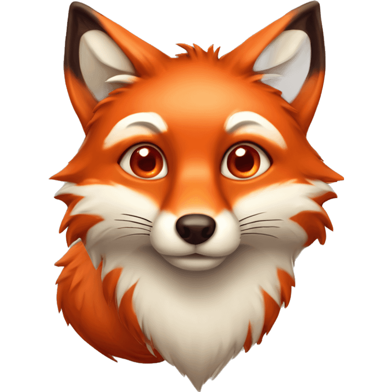 deep lush red fox face with tiny red heart instead of eyes emoji