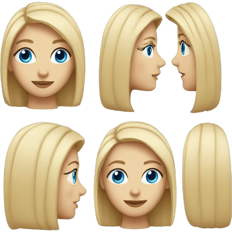 blonde with blue eyes and shoulder length hair emoji