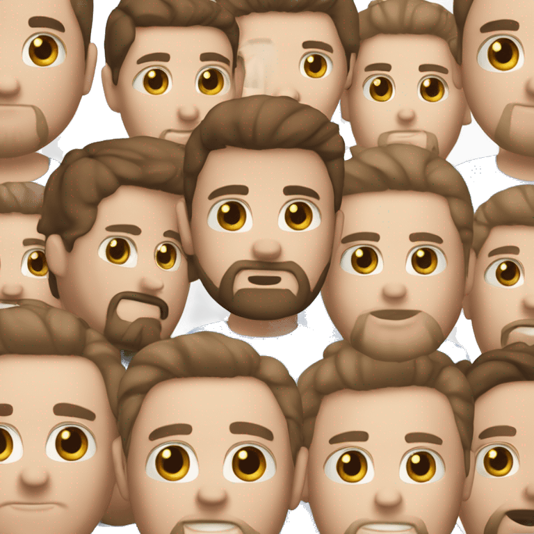 white male short straight brown hair, short beard. Make sure it has blue eyes! emoji