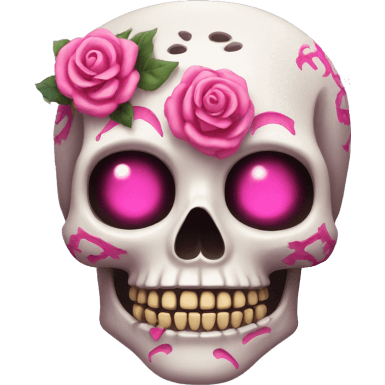 Calavera con moño rosa emoji