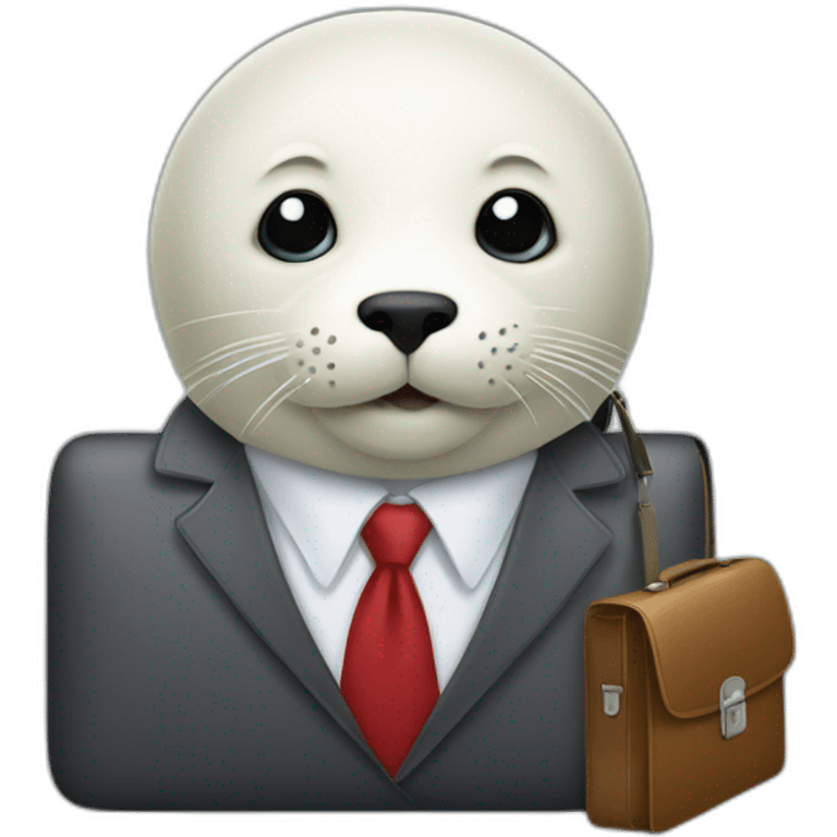 White seal in tie and with briefcase emoji