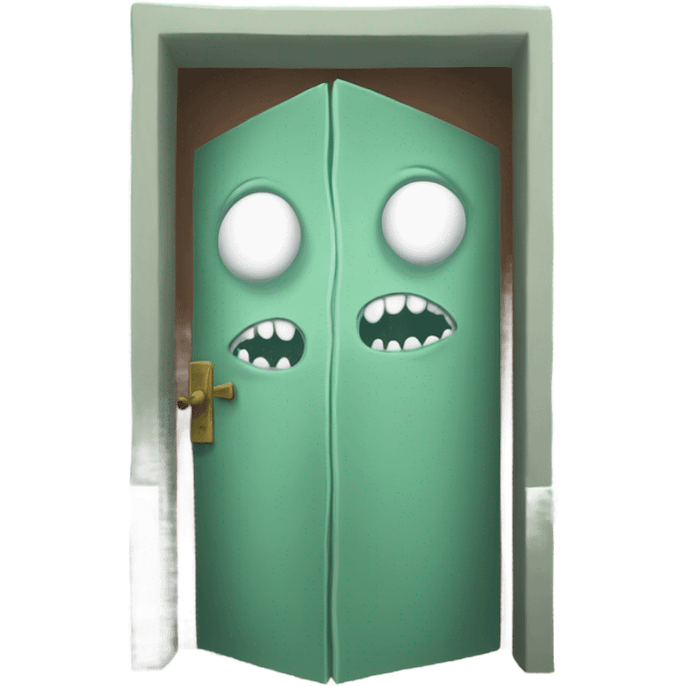 a room with tentacles, an open door inside that door is teeth on the left and right emoji