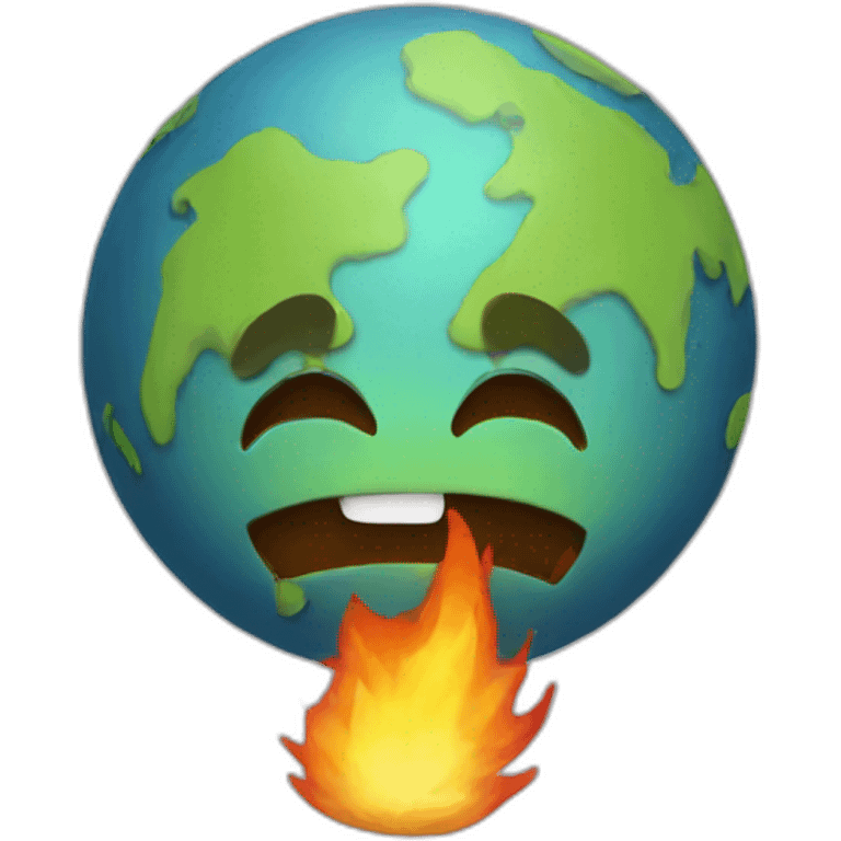 Sad earth burning emoji