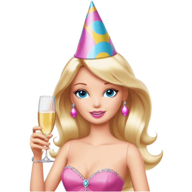 barbie with champagne emoji