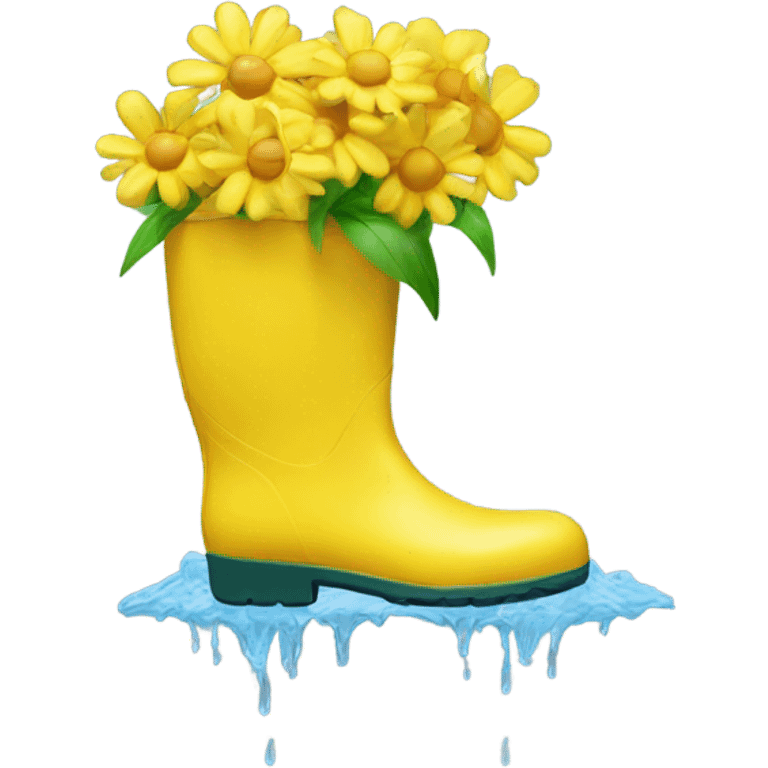 Flowers in yellow rain boot  emoji