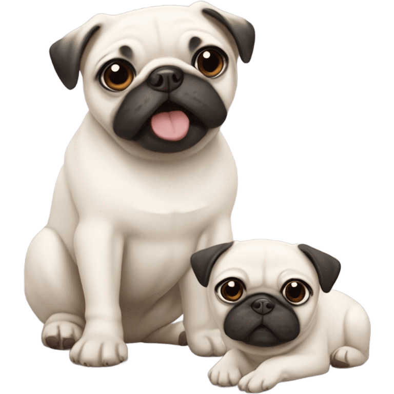 two white pugs, an adult and a baby emoji