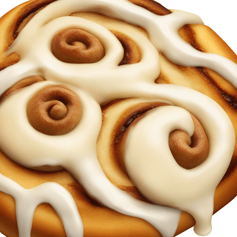 One Cinnamon bun with cream cheese drizzled emoji