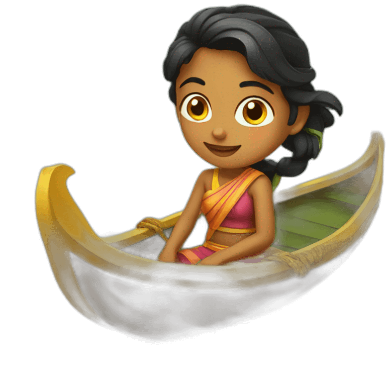 Girl from kerala in a snakeboat emoji