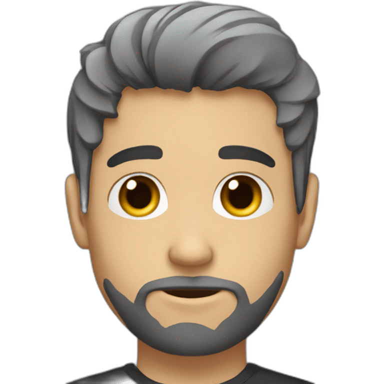 white gay young adult with black hair and threedaybeard emoji