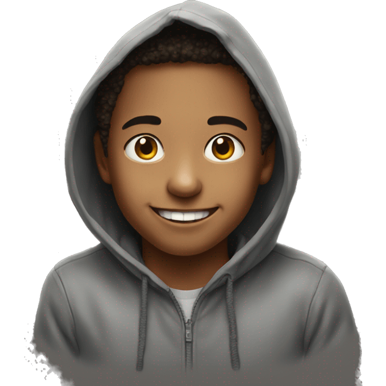 smiling boy in hoodie portrait emoji