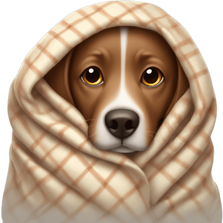 Cozy brown dog in a blanket emoji