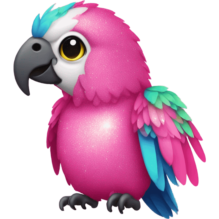 Pink sparkly parrot  emoji