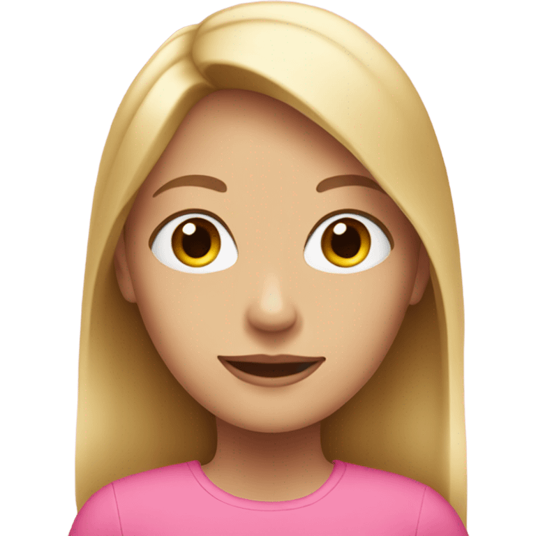 A blonde girl with straight hair and pink top emoji