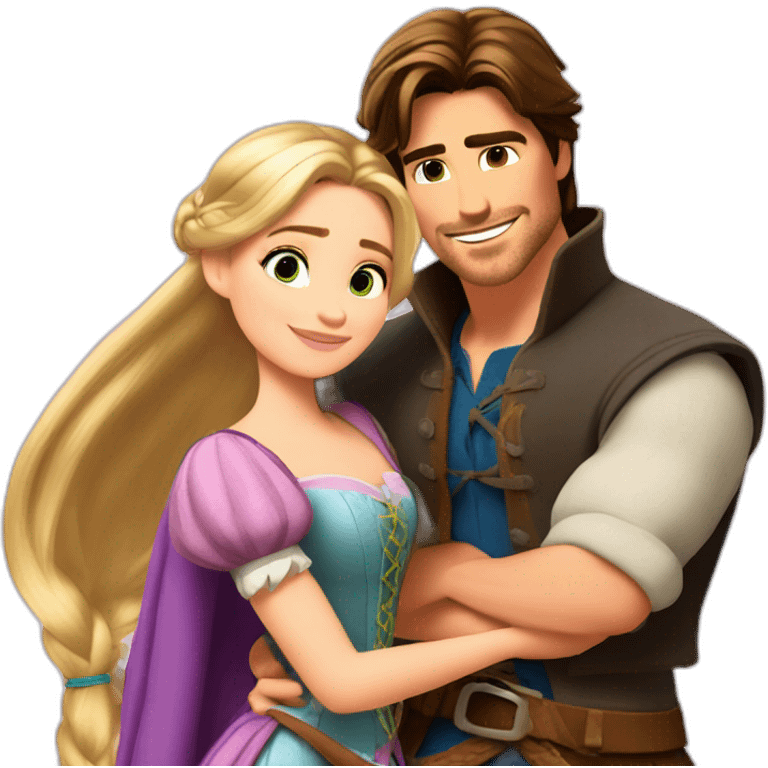 Rapunzel and Flynn Rider chilling emoji