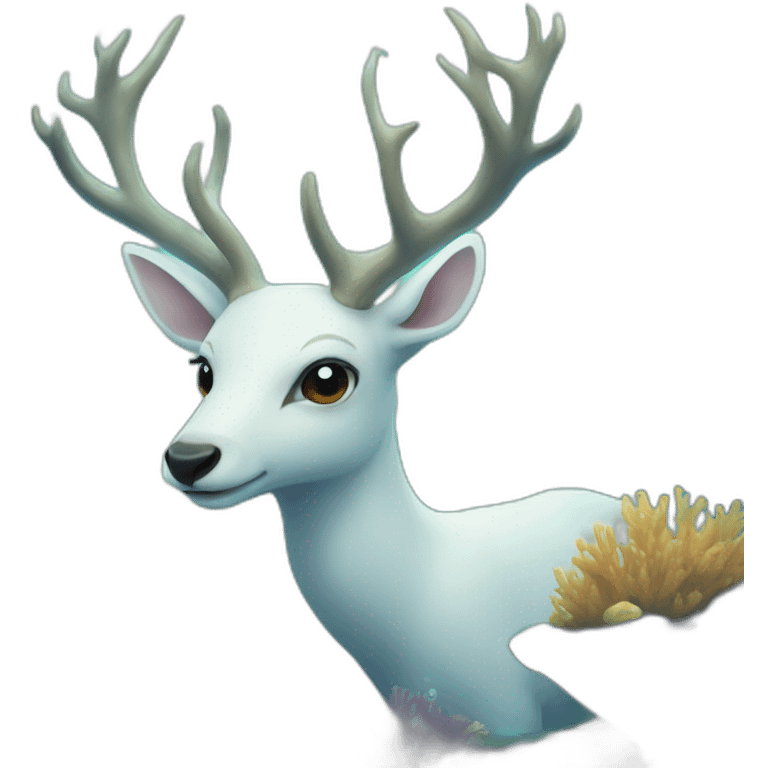 white deer under the sea emoji