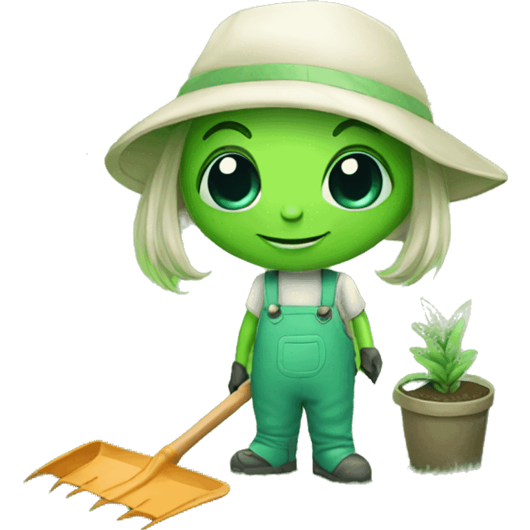 cute alien gardener emoji