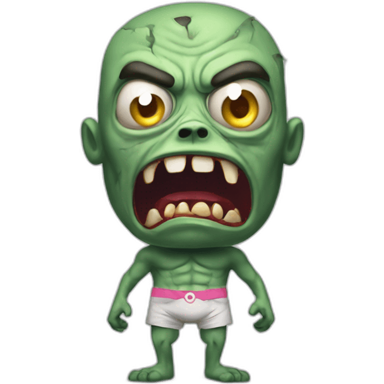 angry zombi wearing an underpants hyperrealistic emoji