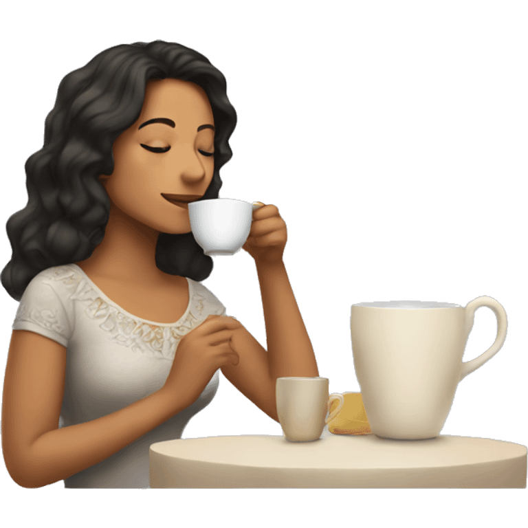 Latina sipping tea emoji