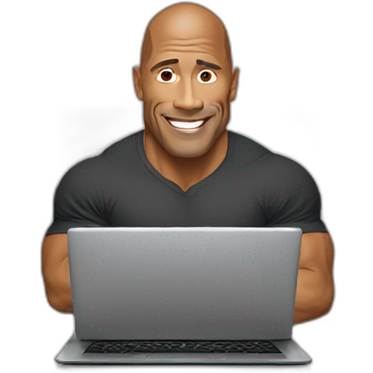 Dwayne johnson working on a laptop emoji