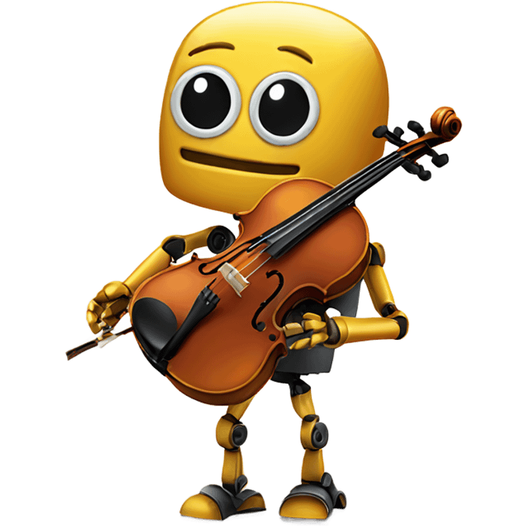 cute robot holds a violin emoji