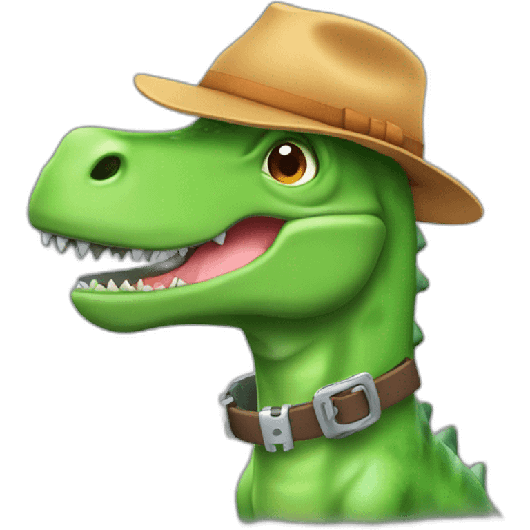 Dinosaurio con la cabeza de un cerdo colgando como collar  emoji