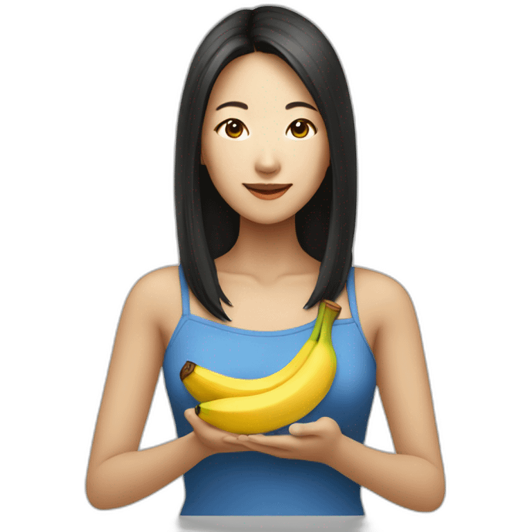 pretty asian woman eating banana emoji