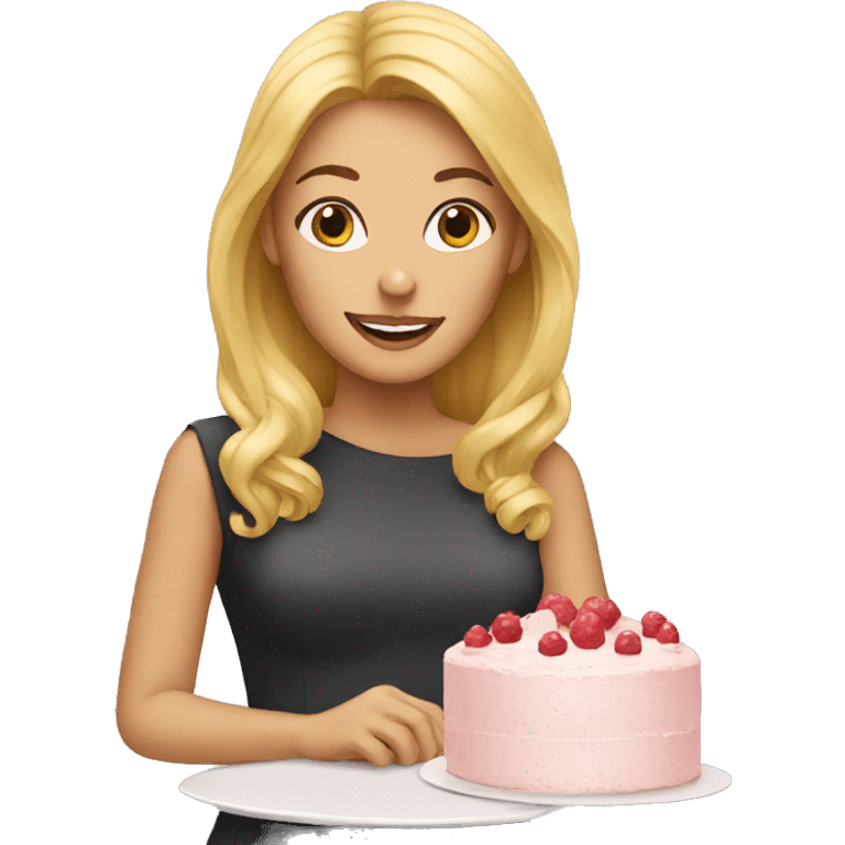 Blond woman and cake emoji