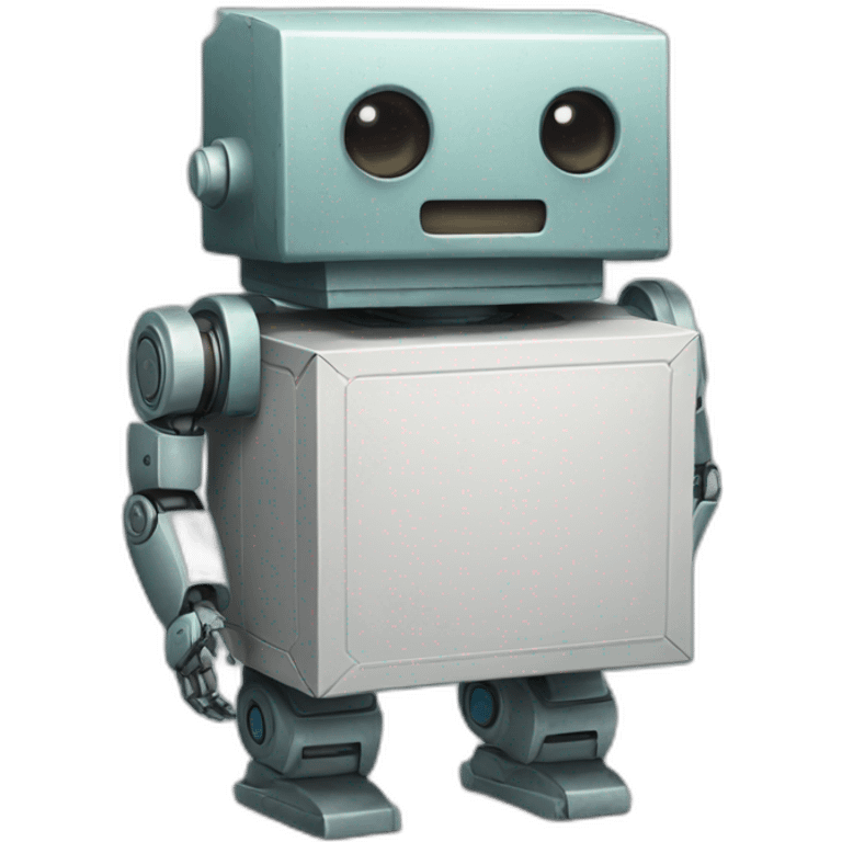 a robot with a box face emoji