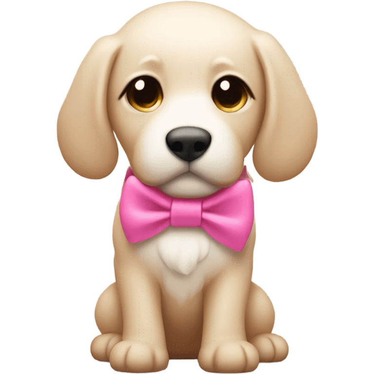 A cute dig wearing a pink bow emoji