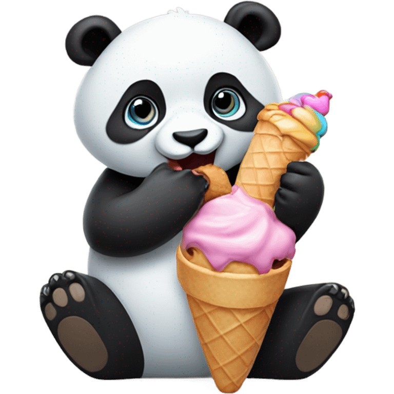 Panda eating ice cream emoji