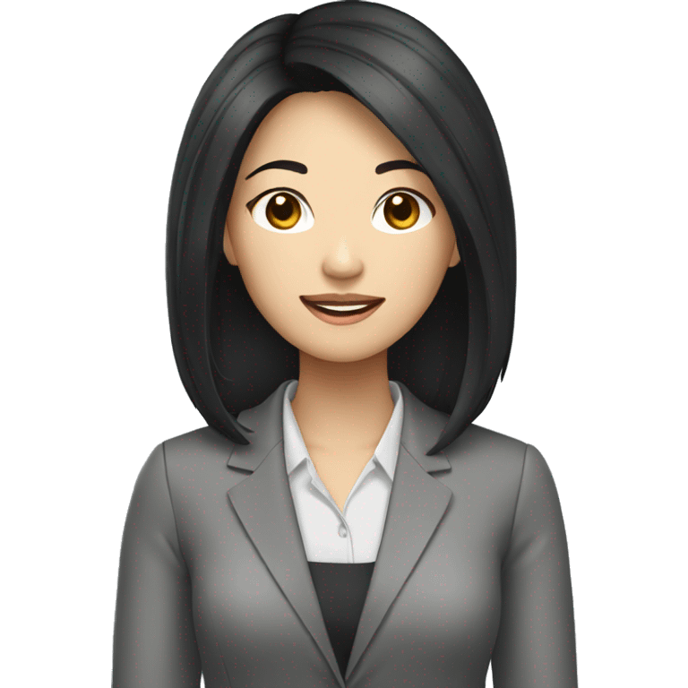 young asian woman office worker with black hair emoji