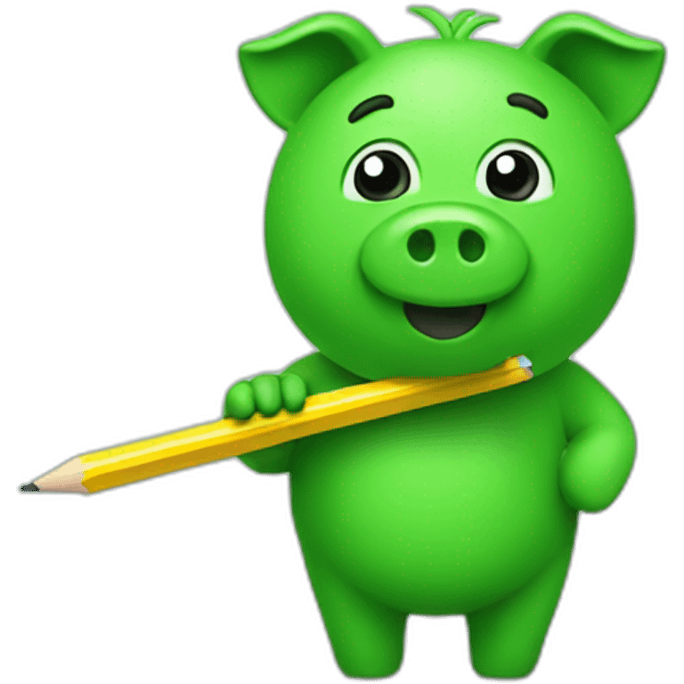 green piggy holding a pencil emoji