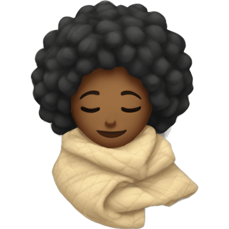 Black Woman with a cozy blanket sleep emoji