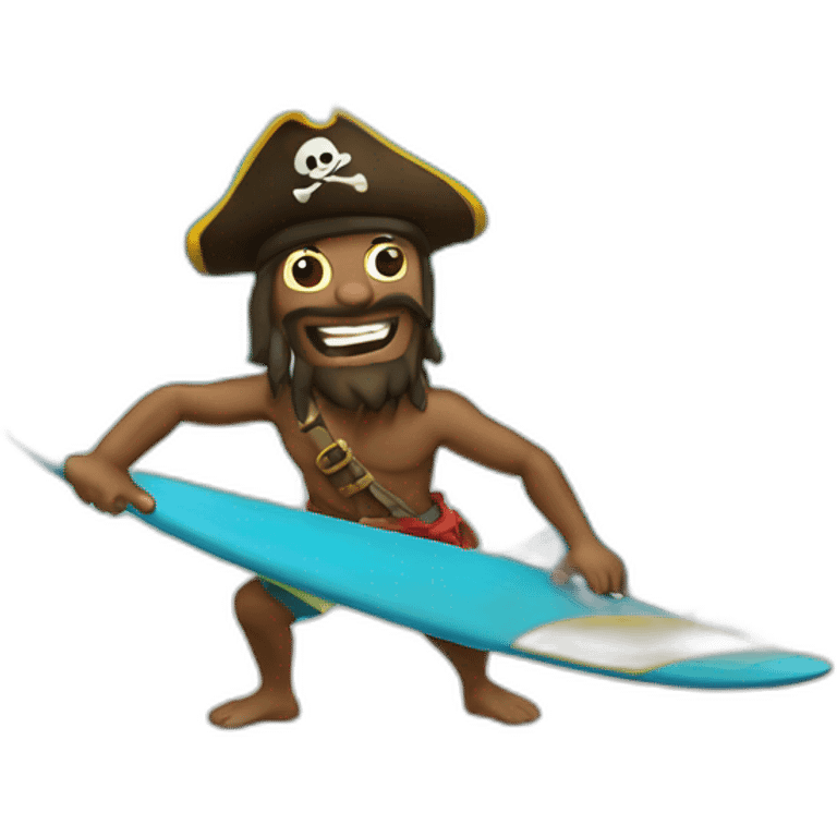 Surfing pirate emoji