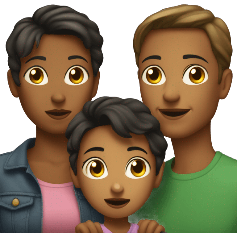 Femme and butch lesbian with 2 gay boy kids and an aloof older daughter emoji