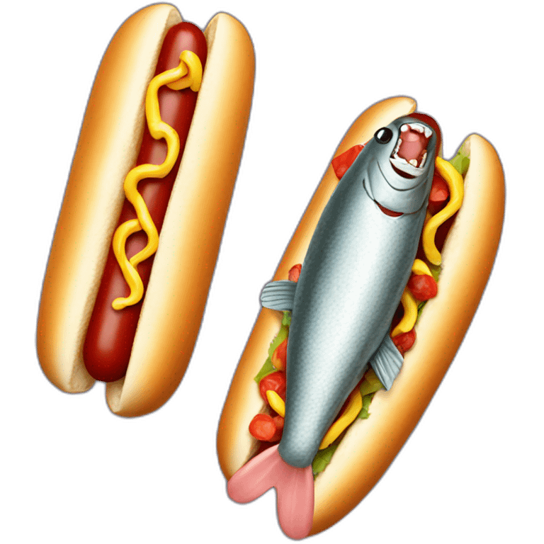 hot dog with fish  emoji