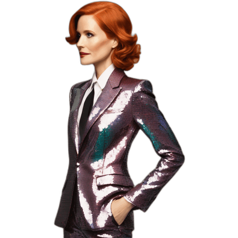 Audrey fleurot hair back multicolored sequined suit emoji